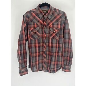 Wrangler Retro Mens Western Pearl Snap Shirt Plaid Paisley Filigree Western M